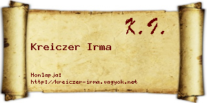 Kreiczer Irma névjegykártya